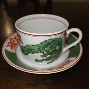 Vintage Fitz And Floyd 1975 Dragon Crest Saucer And Cup